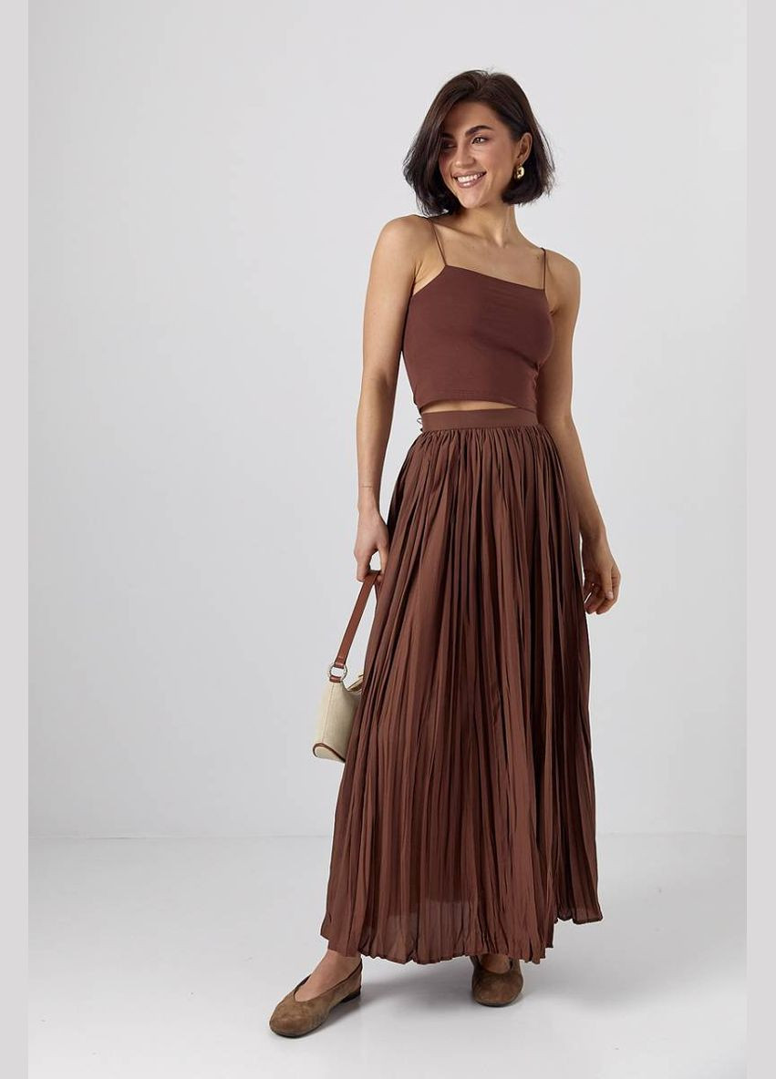 Приталений кроп-топ на бретелях-гумках Lurex — 327088329