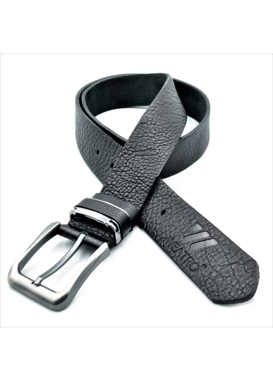 Шкіряний чоловічий ремінь Чорний натуральна шкіра пояс для чоловіків стильний ремінь ProDobro (364668015)