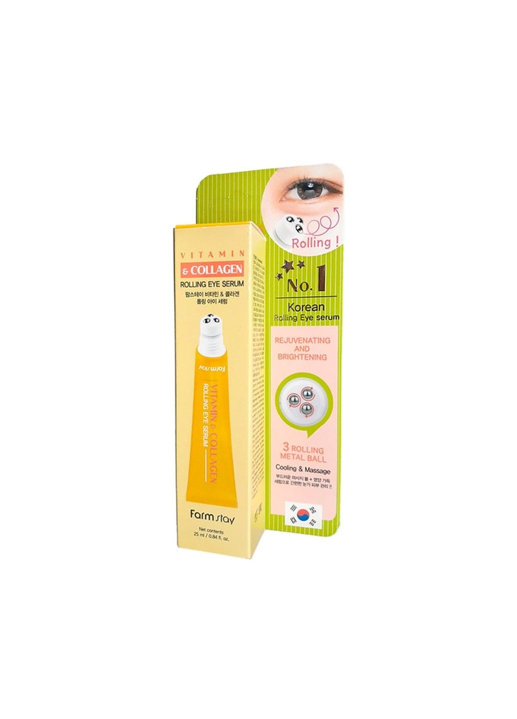 Сироватка-ролер для шкіри навколо очей VITAMIN & COLLAGEN ROLLING EYESERUM 25ml FarmStay (341677826)