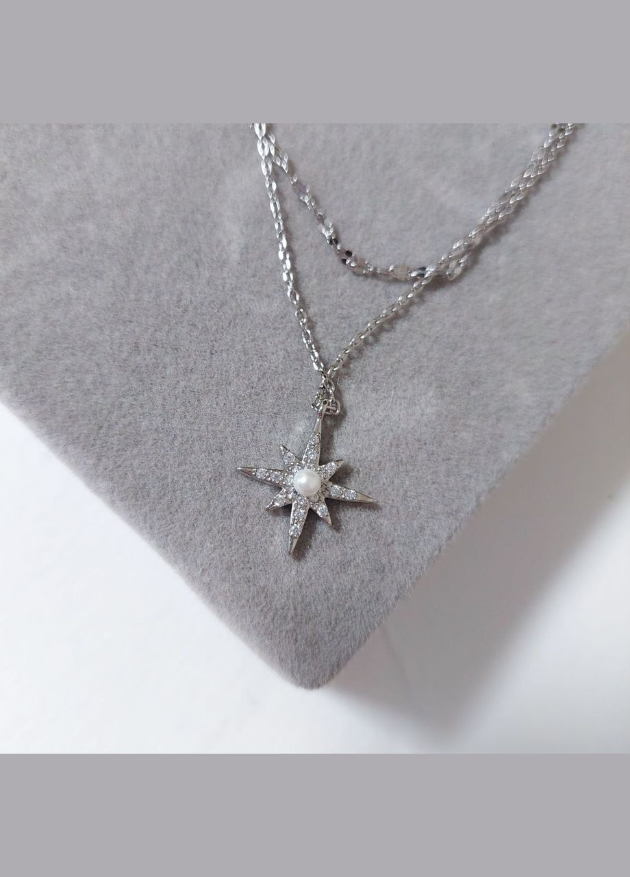 Ланцюжок жіночий з кулоном у формі зірки MN0089 посріблений DeKolie (294837953)