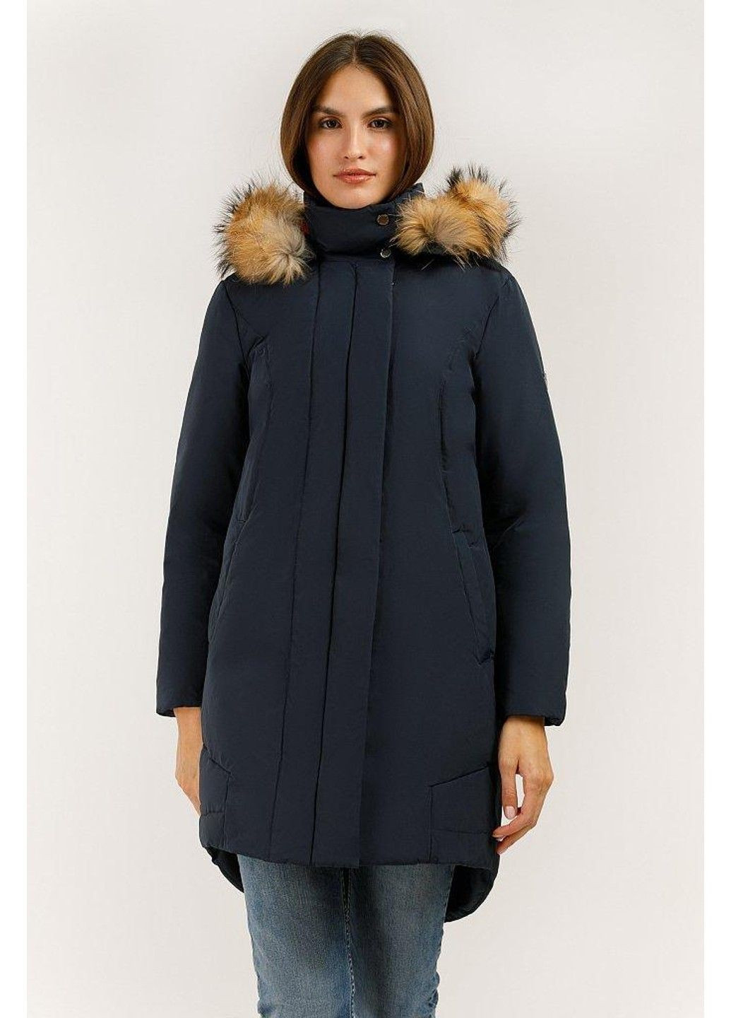 Темно-синій зимній Пуховик Finn Flare