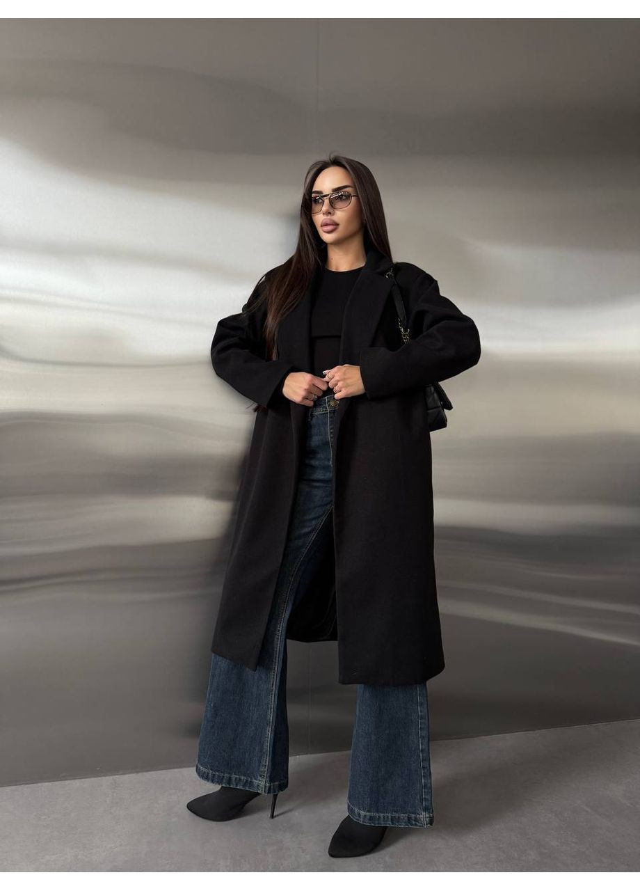 Чорне демісезонне Пальто жіноче кашемірове Style Point