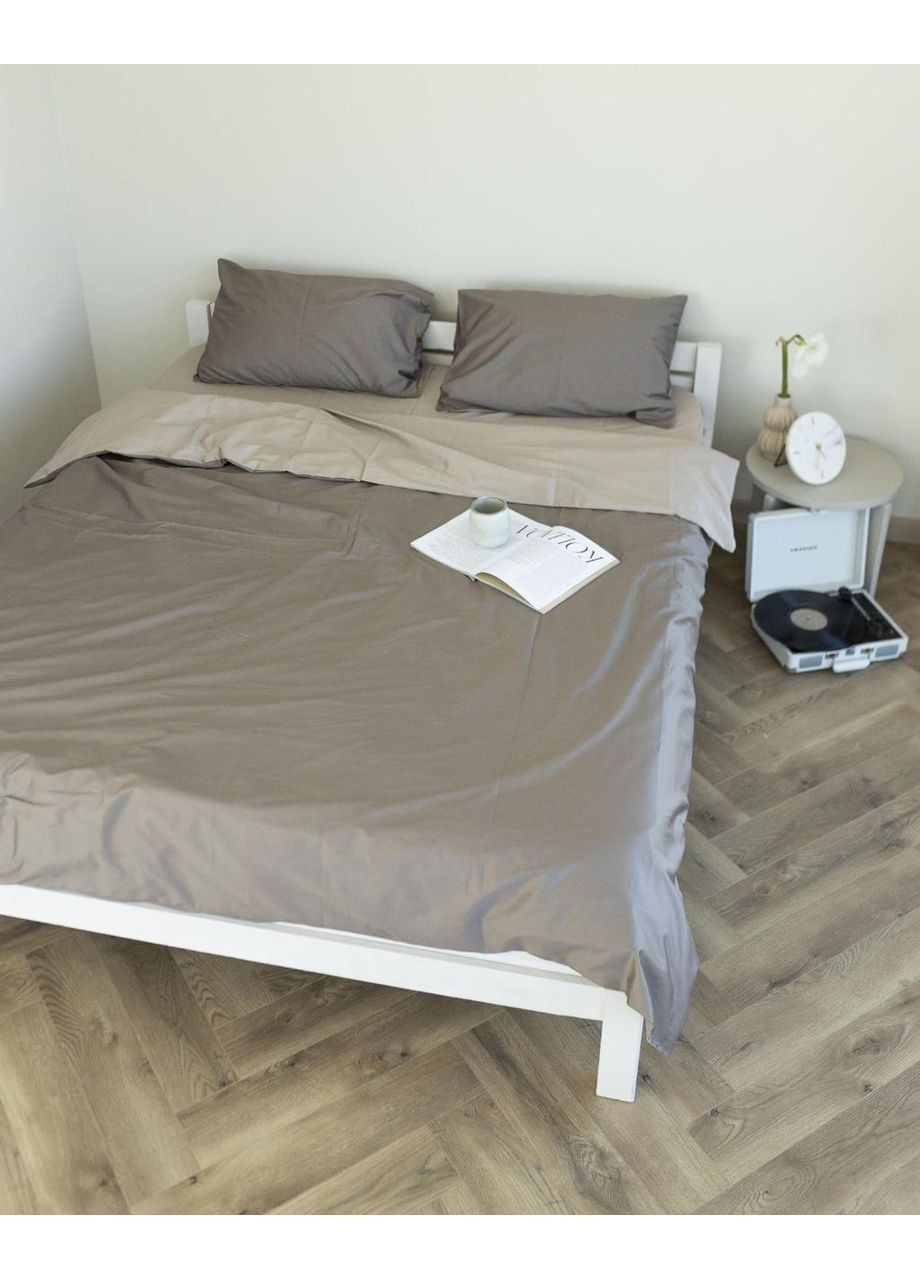 Постільна білизна Беж + Какао, сатин PREMIUM Сімейний розмір, наволочки 70/70 No Brand (364220132)