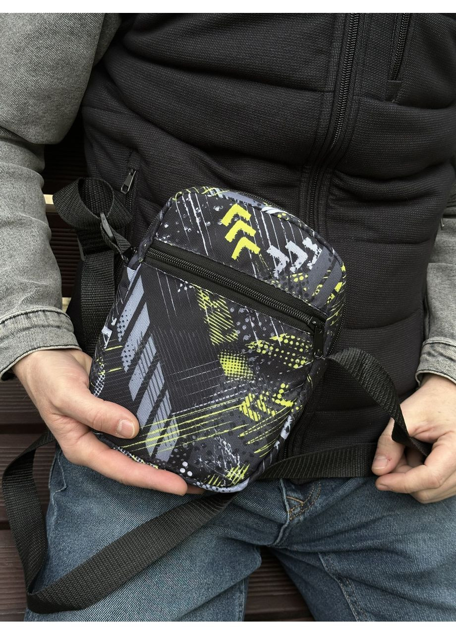 Сумка через плече барсетка спортивна чоловіча чорна абстрактна No Brand (350613438)