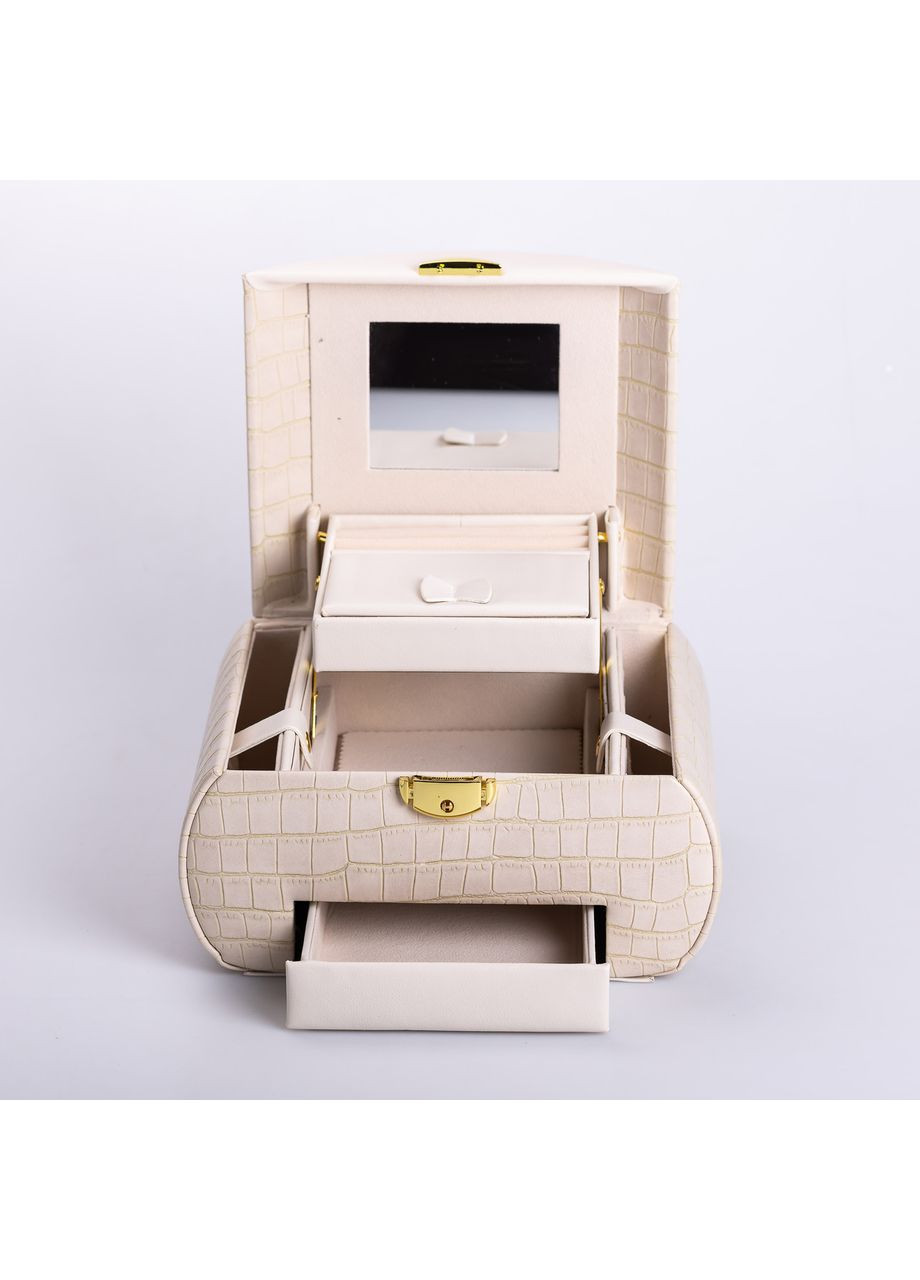 Скринька для прикрас з еко-шкіри, 3 яруси із замком Yiwu (360455013)