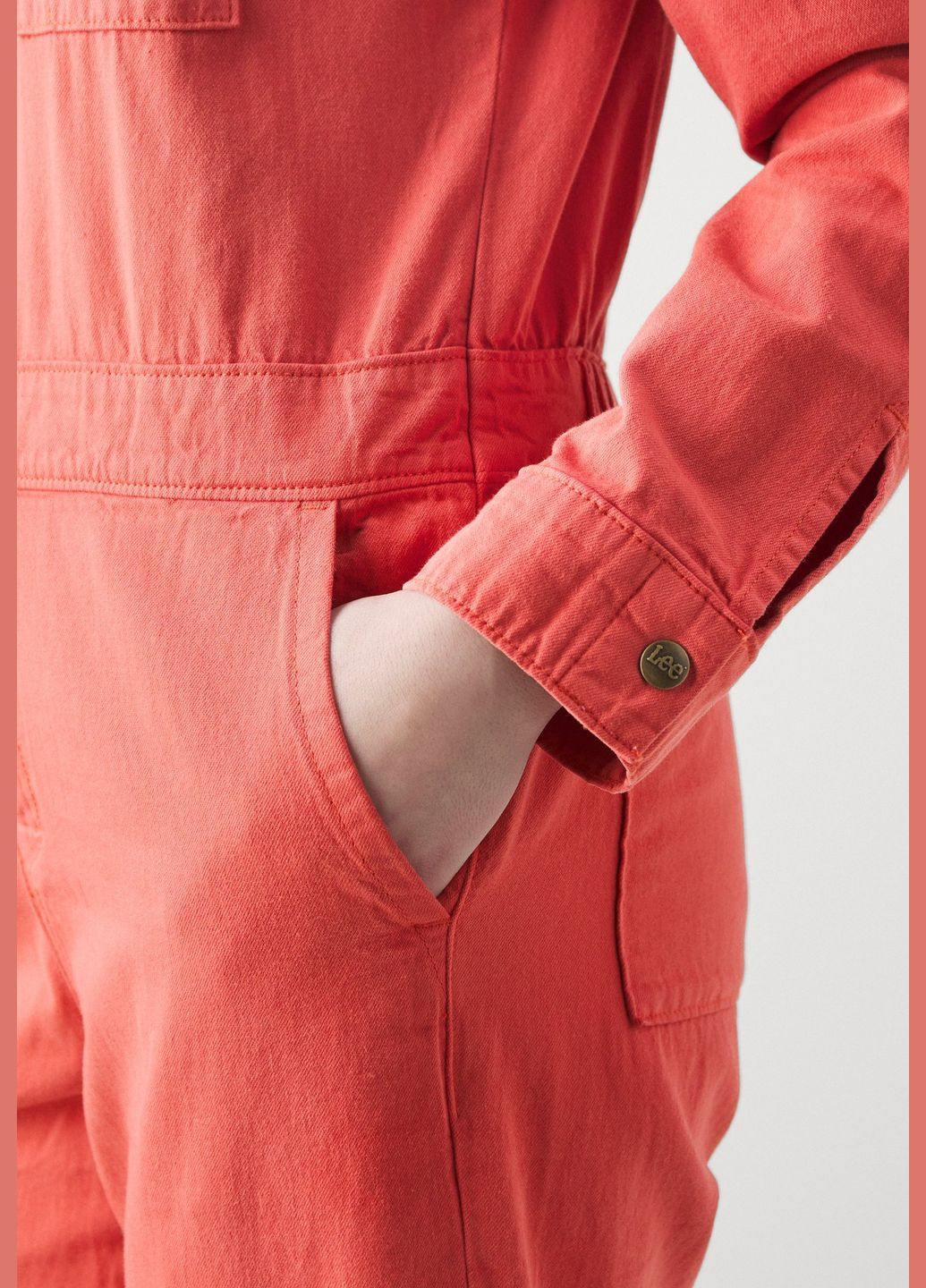 Комбінезон Lee UNIONALL 112350795 однотонний помаранчевий повсякденний, джинсовий