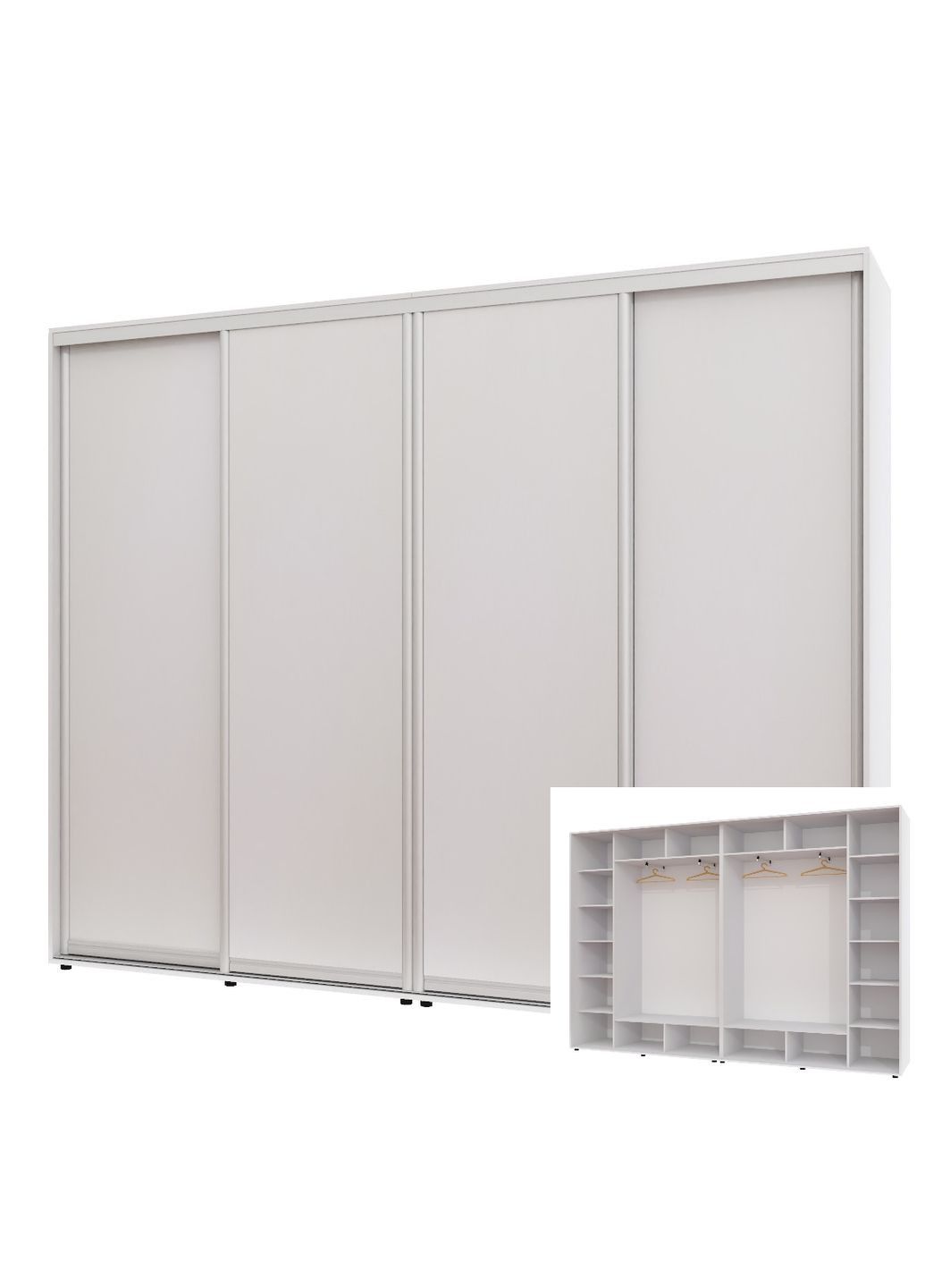Шафа-купе чотиридверна 300*45*230 см Білий 4 двері ДСП ШК-02 Алекса (360452398)