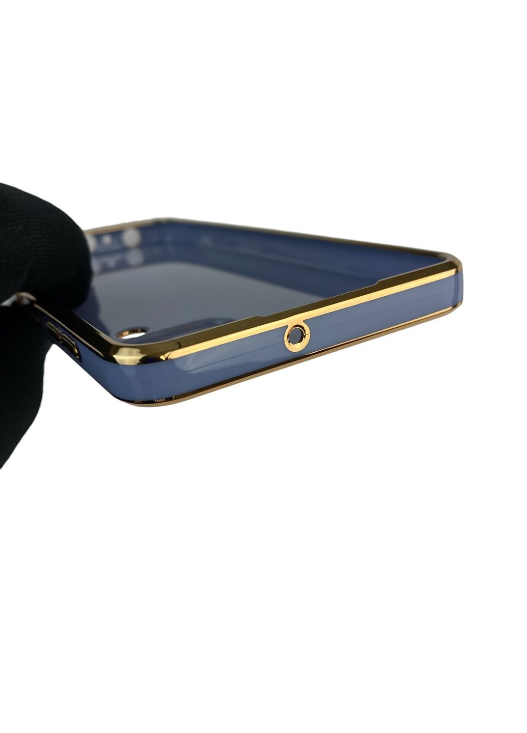 Чохол для Galaxy M32 4G (SM-M325F) глянцевий з кільцем MagSafe із золотою окантовкою на самсунг м32 4г синій gs1 Samsung (366230001)