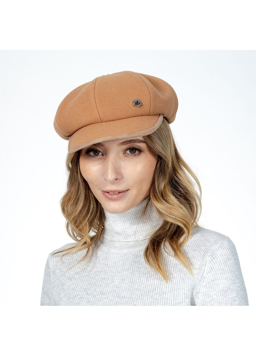 Кепка восьмиклинка женская фетр бежевая АРКАДА LuckyLOOK 566-200 (322789638)