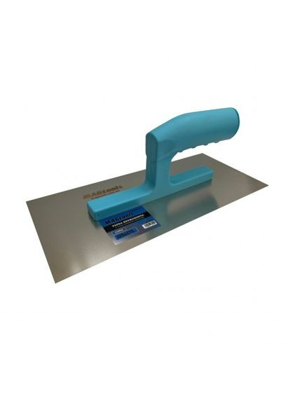 Терка нержавіюча 125x270 мм з блакитною ручкою для будівельних робіт MAGtools (361437634)