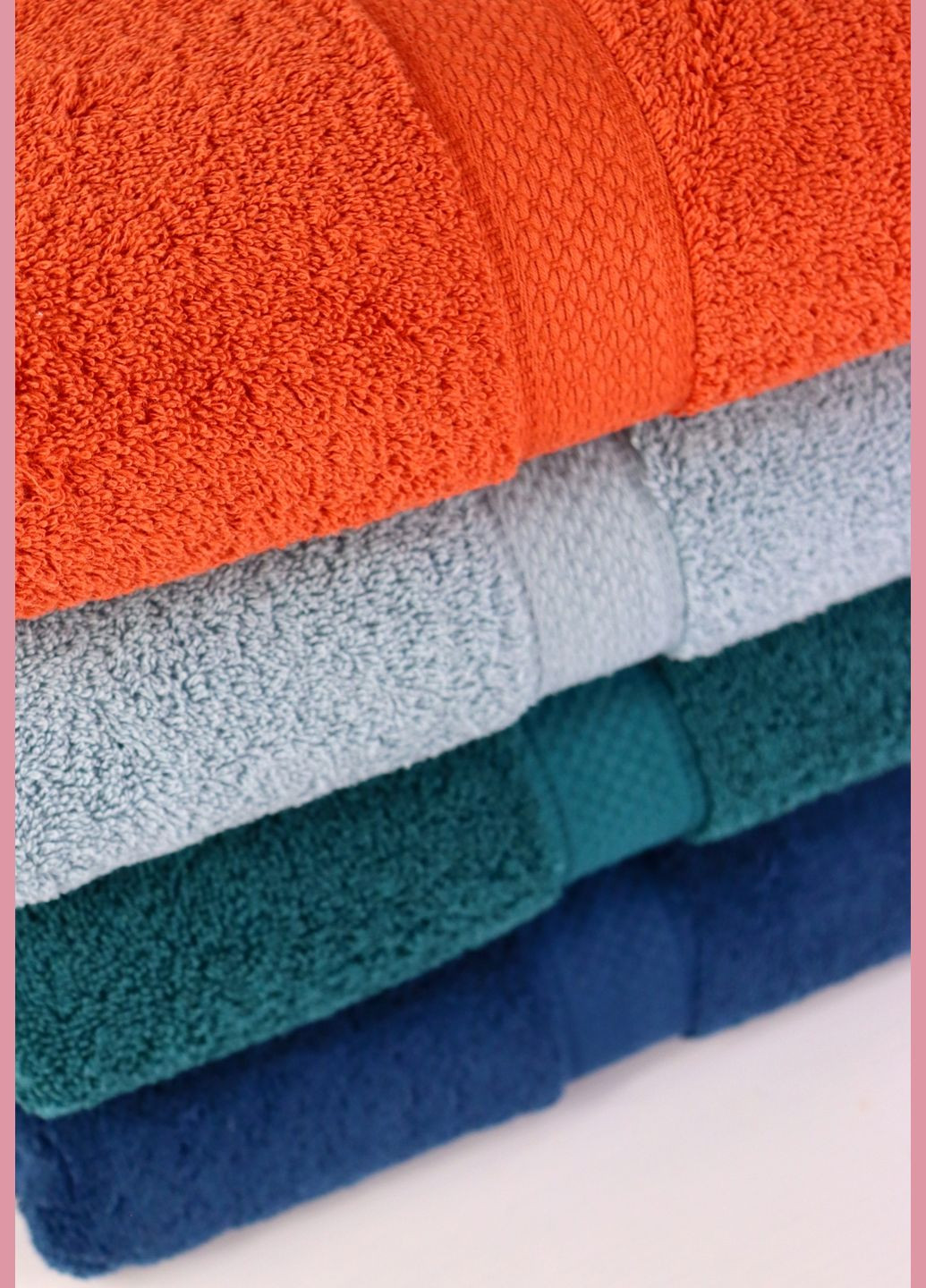 Набор полотенец COLORFUL_7(A.Gri/Kiremit/K.Yesil/Lacivert) 70*140 св.сер/помар/смар/т.сын 500 г/м 4шт Hobby синий