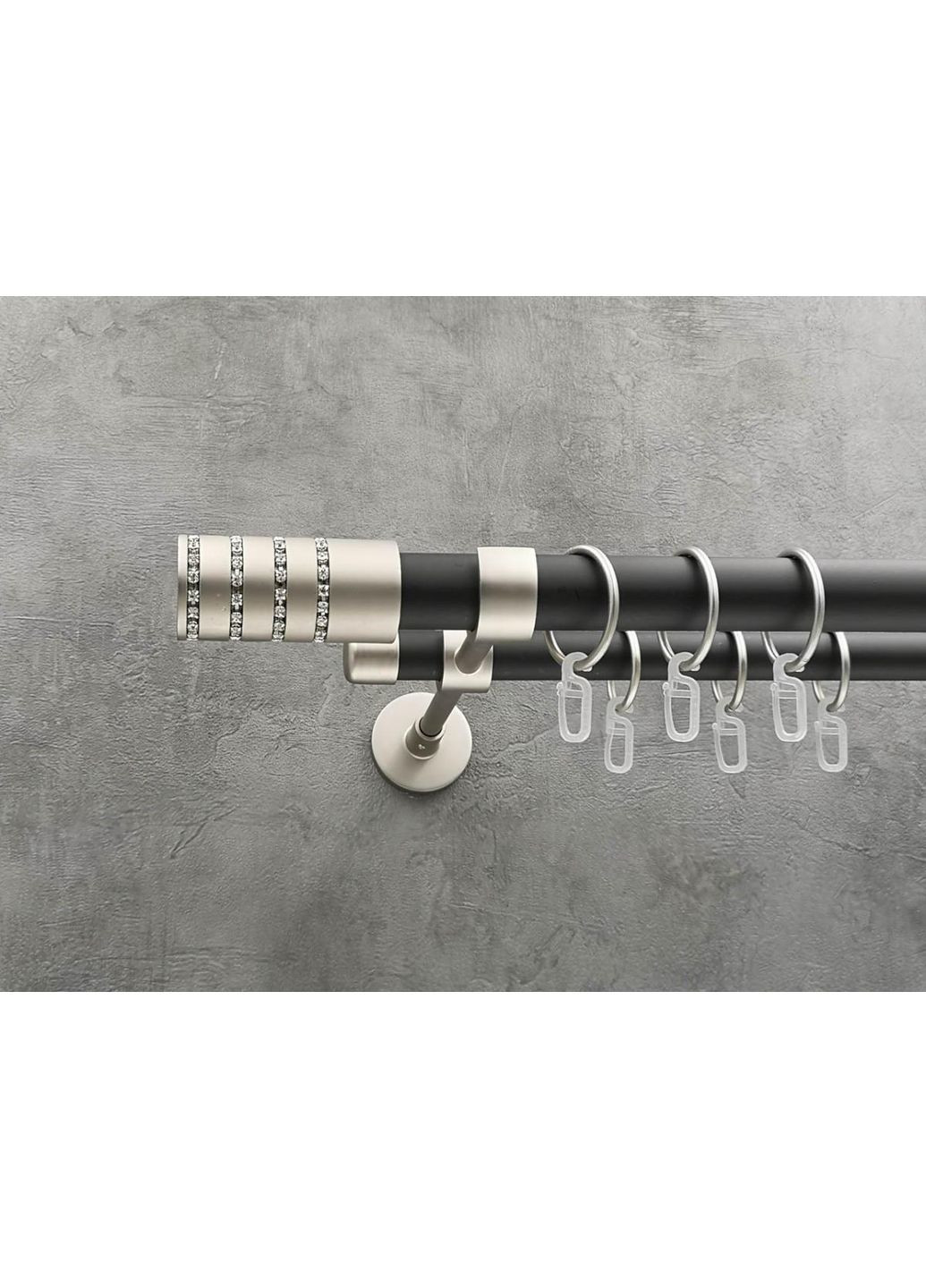 Карниз Барамела гладкая штанга двойной модерн 25/19 мм 400 см Сатин/Черный матовый Quadrum (352782881)