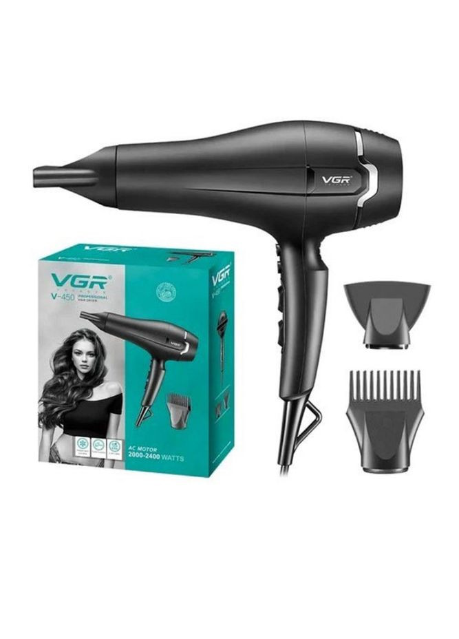 Профессиональный фен для укладки волос V-450, Черный фен для сушки волос. VGR (324102990)