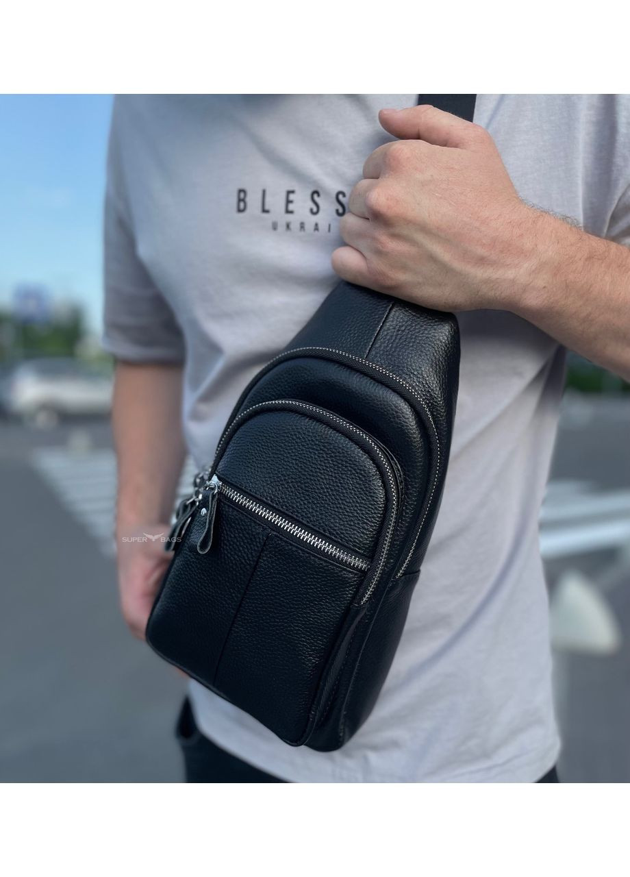 Чоловіча сумка-слінг шкіряна крос боді чорна A25F-5060A Tiding Bag (336551864)