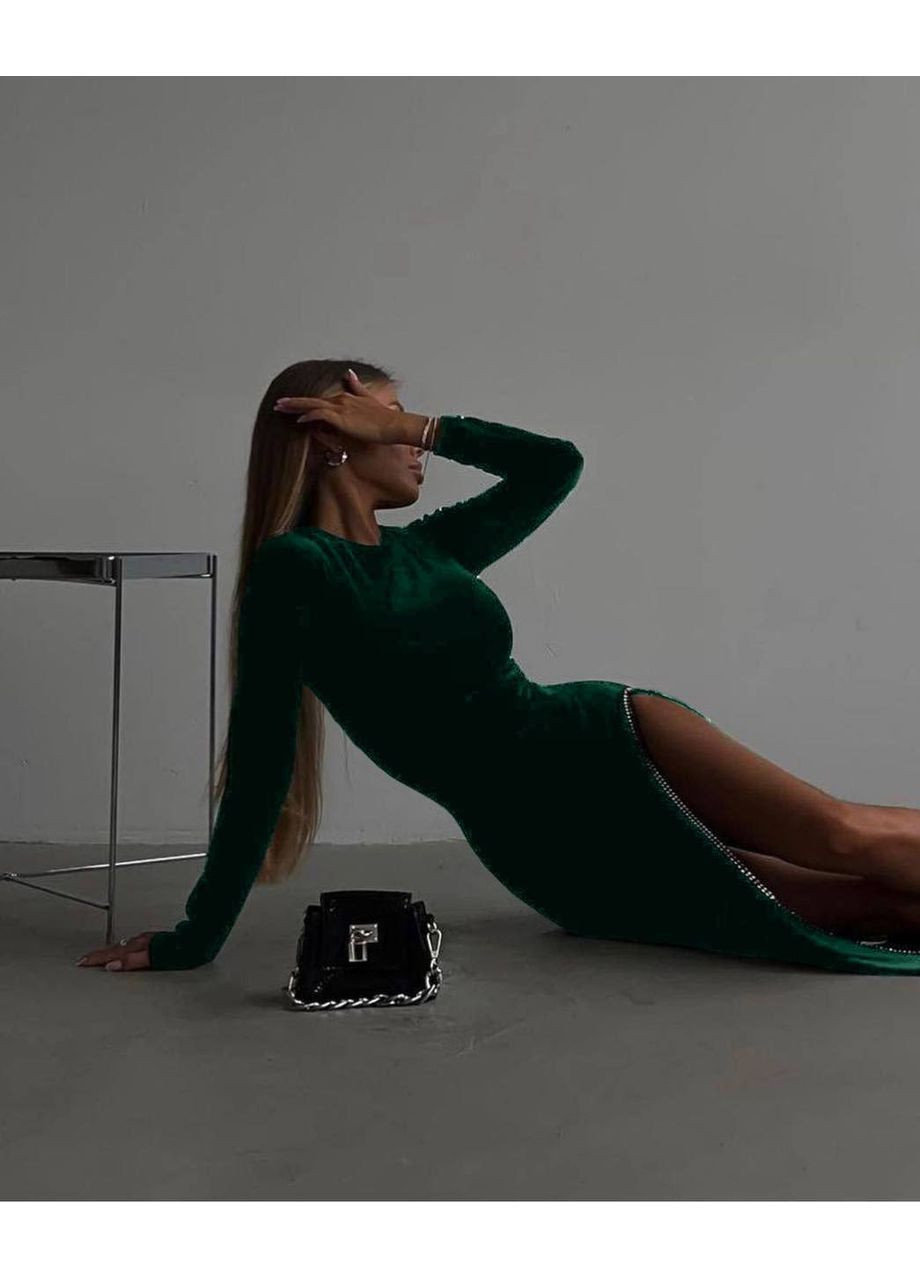 Изумрудное шикарное вечернее платье, бархат турция с размером Україна