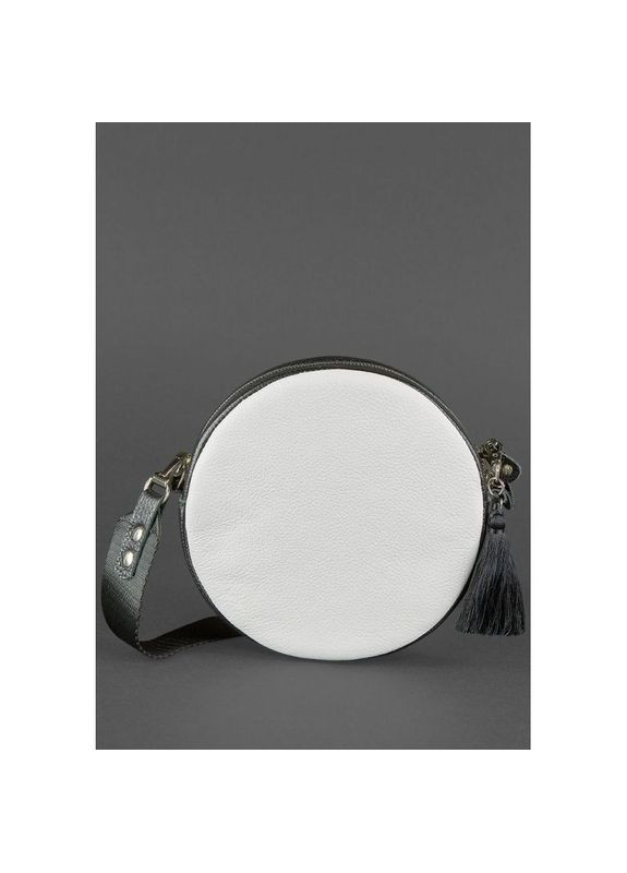 Круглая кожаная сумка женская через плечо Tablet черно-белая BlankNote (302008696)