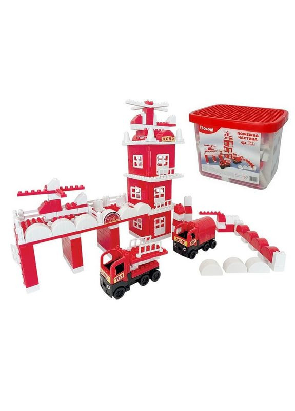 Конструктор "Пожарная часть" 013888/01 в пластиковом боксе, 248 деталей Doloni (373348840)