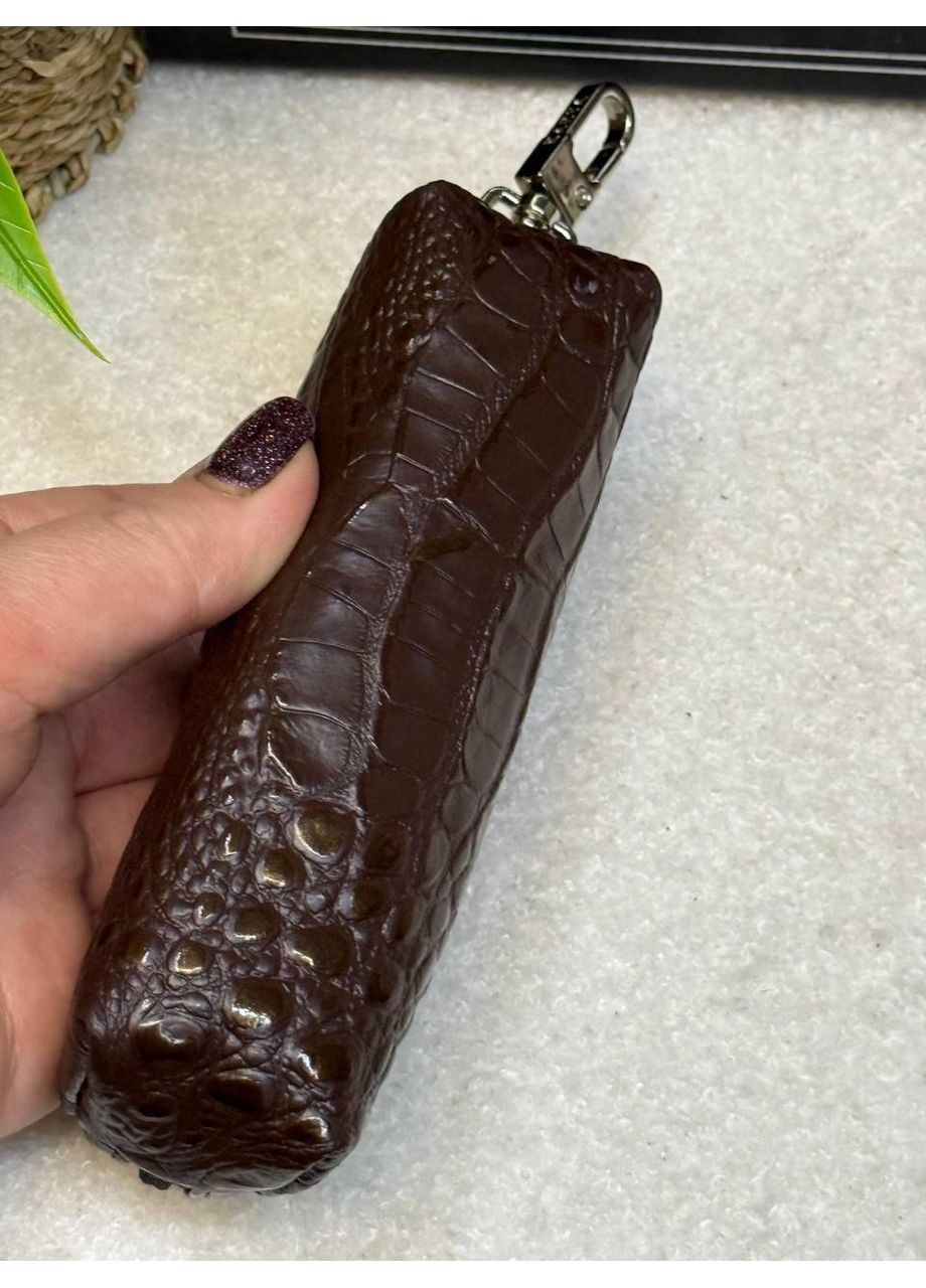 Ключниця натуральна шкіра на змійці шоколад кроко (436-833) Karya (370784593)