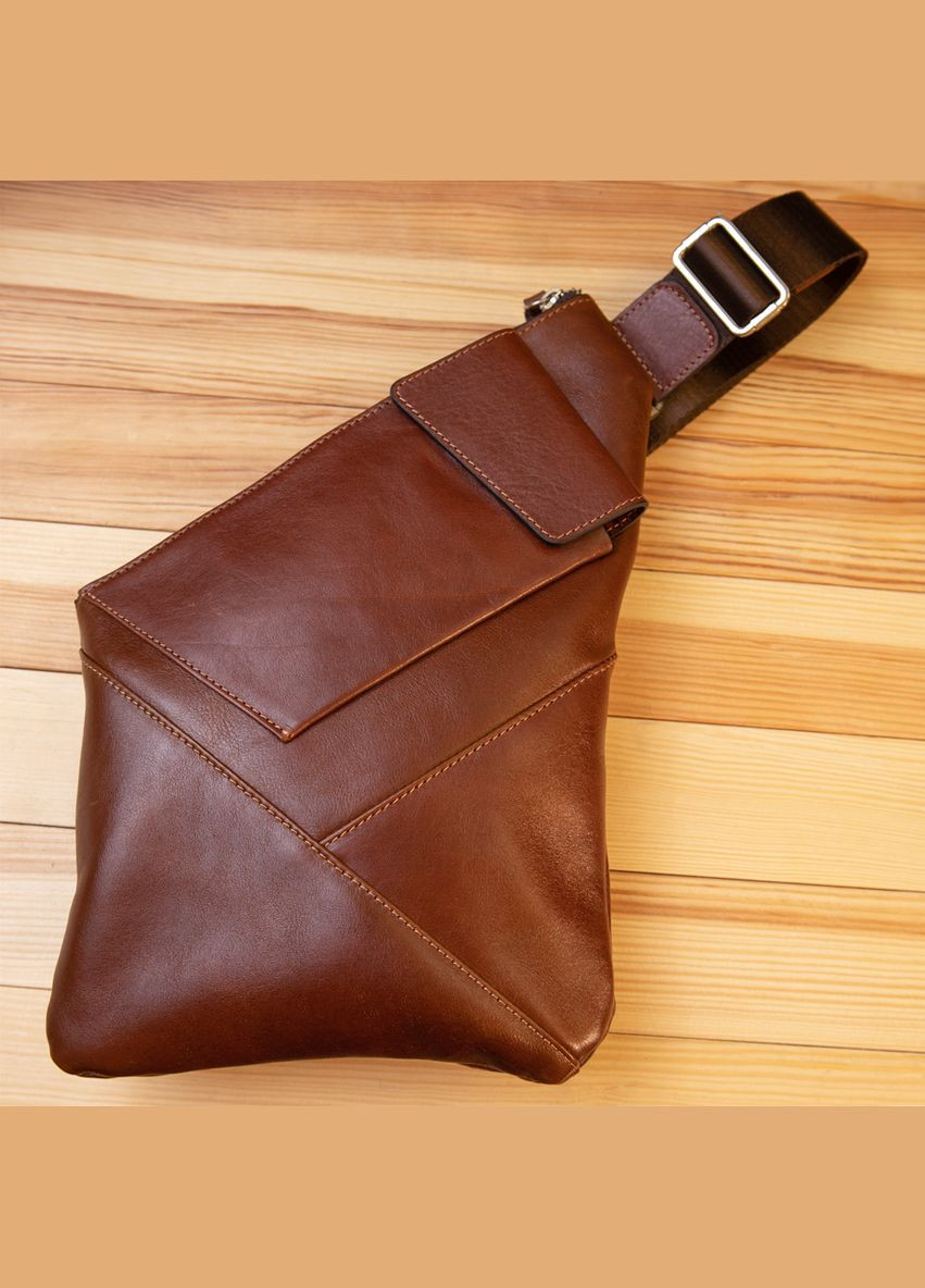 Стильная мужская сумка через плечо с регулировкой ремня коричневая (sku_11358) No Brand (328922650)