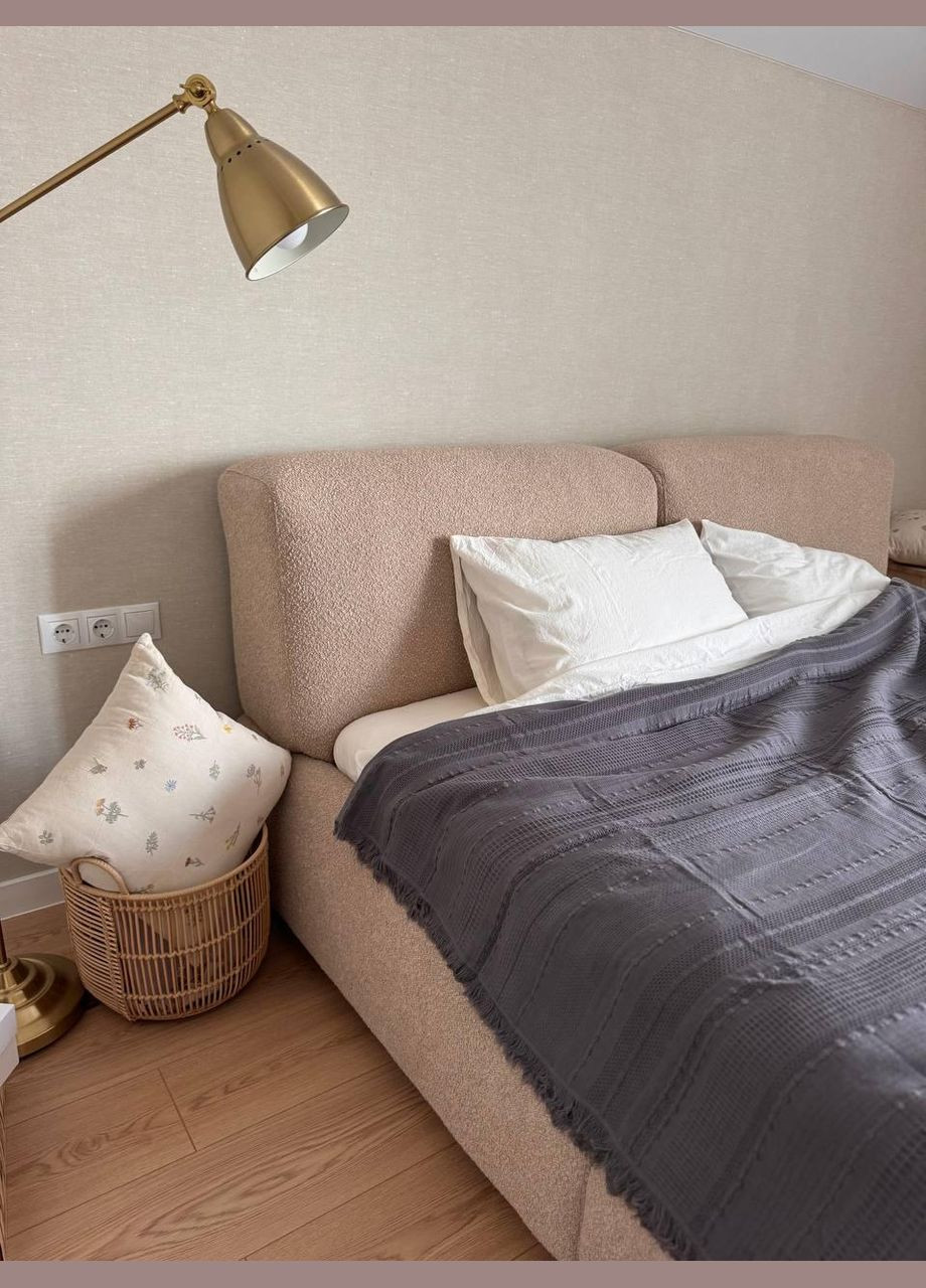 Турецький бавовняний плед євро піке 220х240 графіт (П4К-A-turkish-001-03) No Brand (308754385)