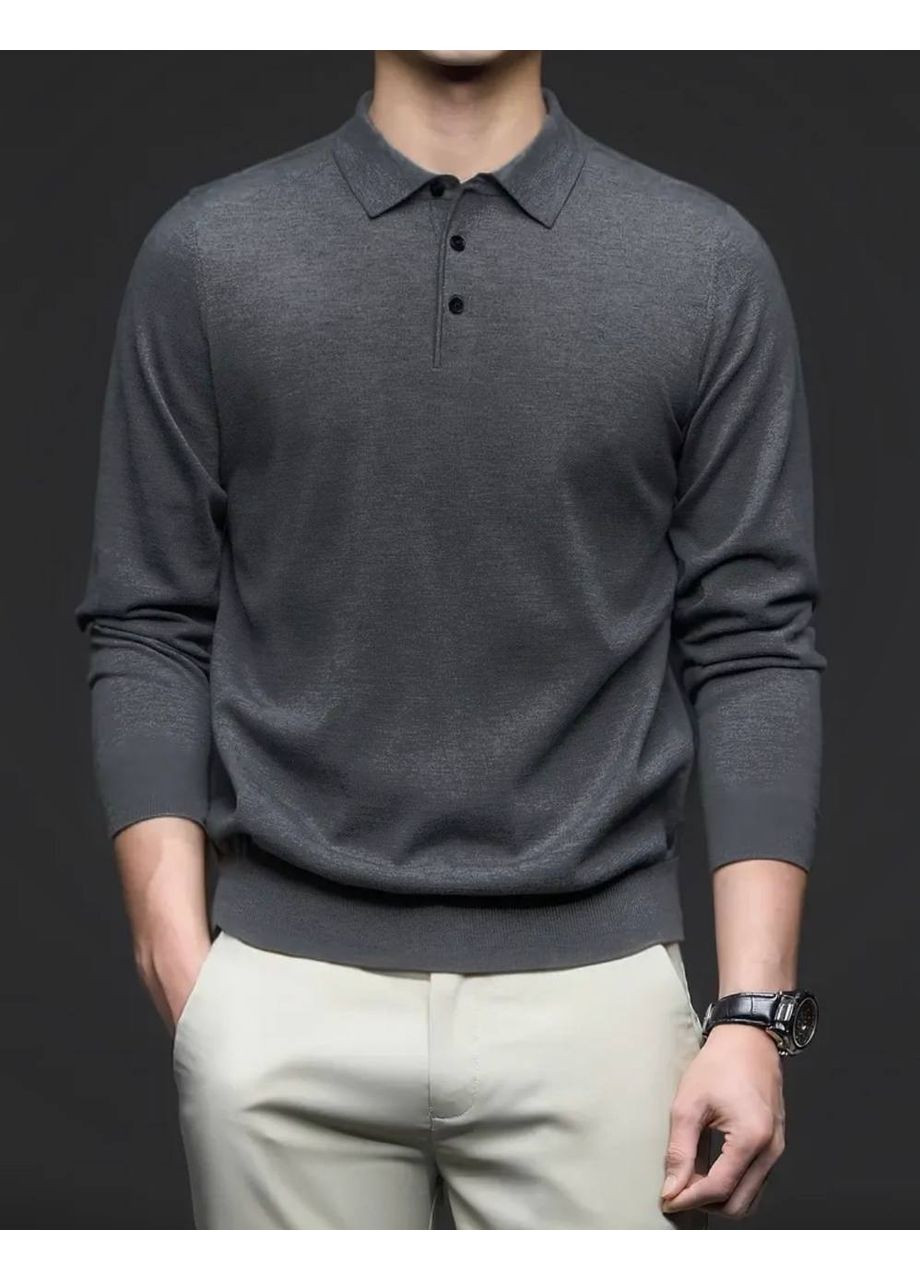 Графитовый зимний 🖤 мужское поло-свитер из трикотажа на флисе — замеры в описании DK/DL Мода без кордонів