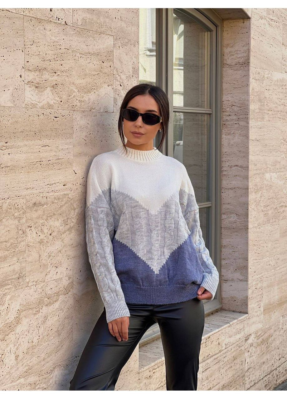 Серый демисезонный женский вязаный свитер джемпер No Brand