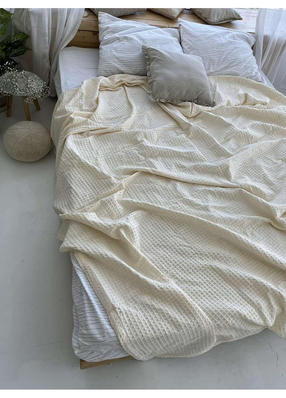 Покрывало Greece вафельное хлопковое цвет молочный 160х210 см ZEINTEX (315347331)