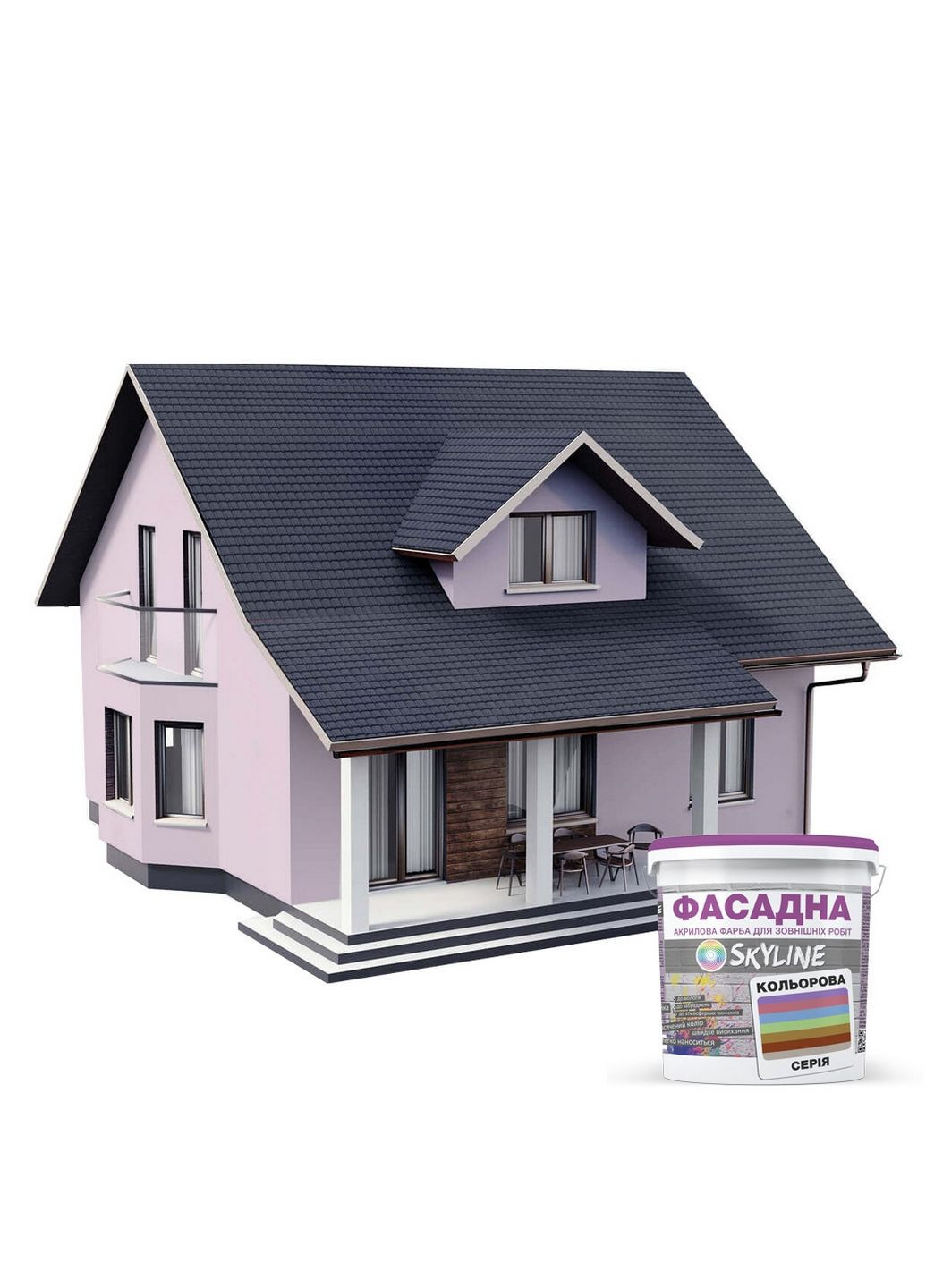 Краска фасадная акрил-латексная 1010-R10B 3 л SkyLine (289368657)