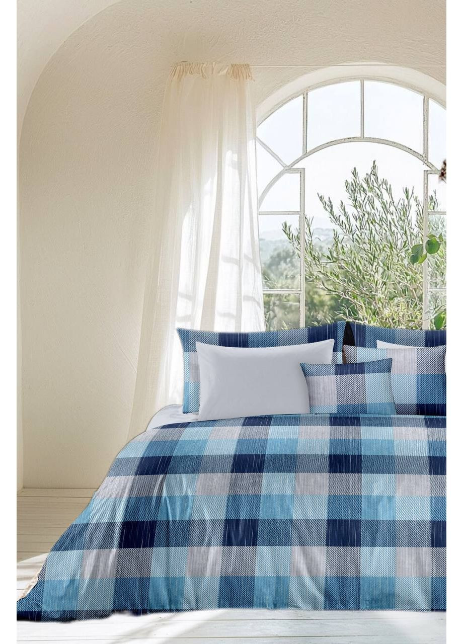 Евро комплект постельного белья Blue 100% Хлопок 200х220 см (Ble-77481) Vital-Textile 100% Бавовна (351360856)