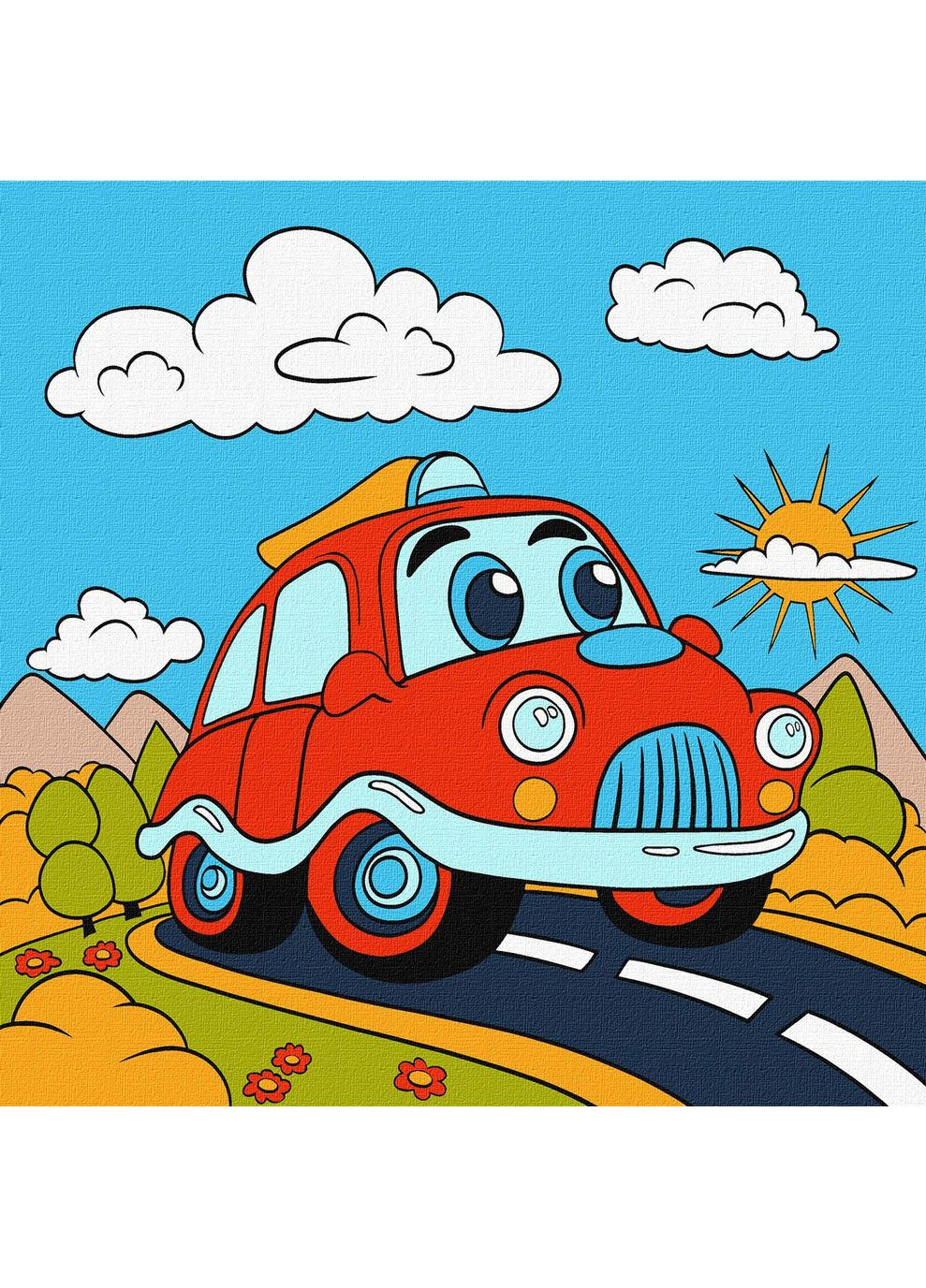 Картина-раскраска по номерам Веселая поездка 25х25 (KHO6105) Ідейка (365543734)