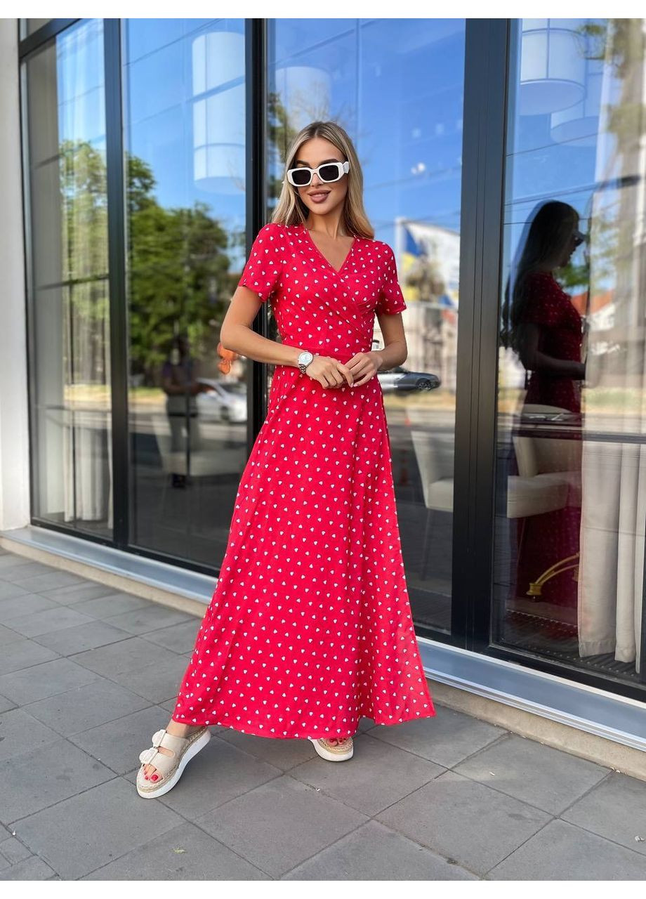 Красное праздничный платье Vione в горошек
