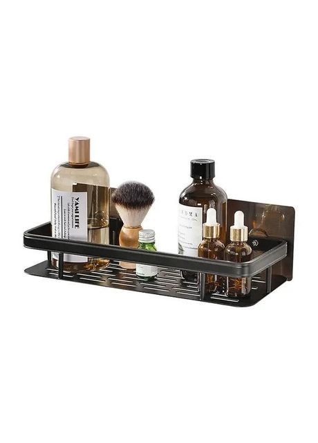 Полиця для ванної підвісна металева самоклеюча універсальна поличка чорна 1 шт (R051342) No Brand (330778878)