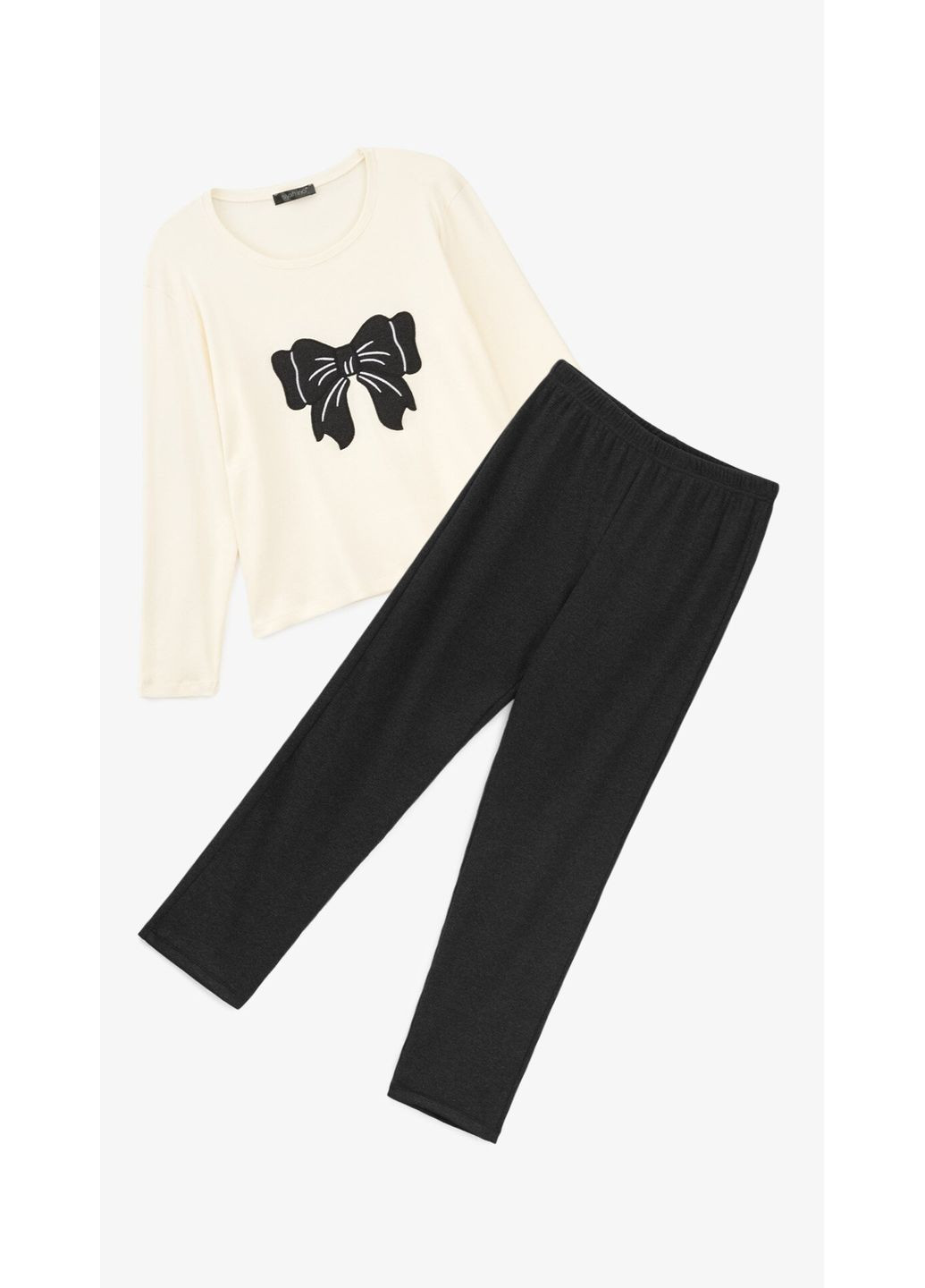 Комбинированная зимняя женская пижама 26012 белый антрацит shop (2000999338854) Siyahinci