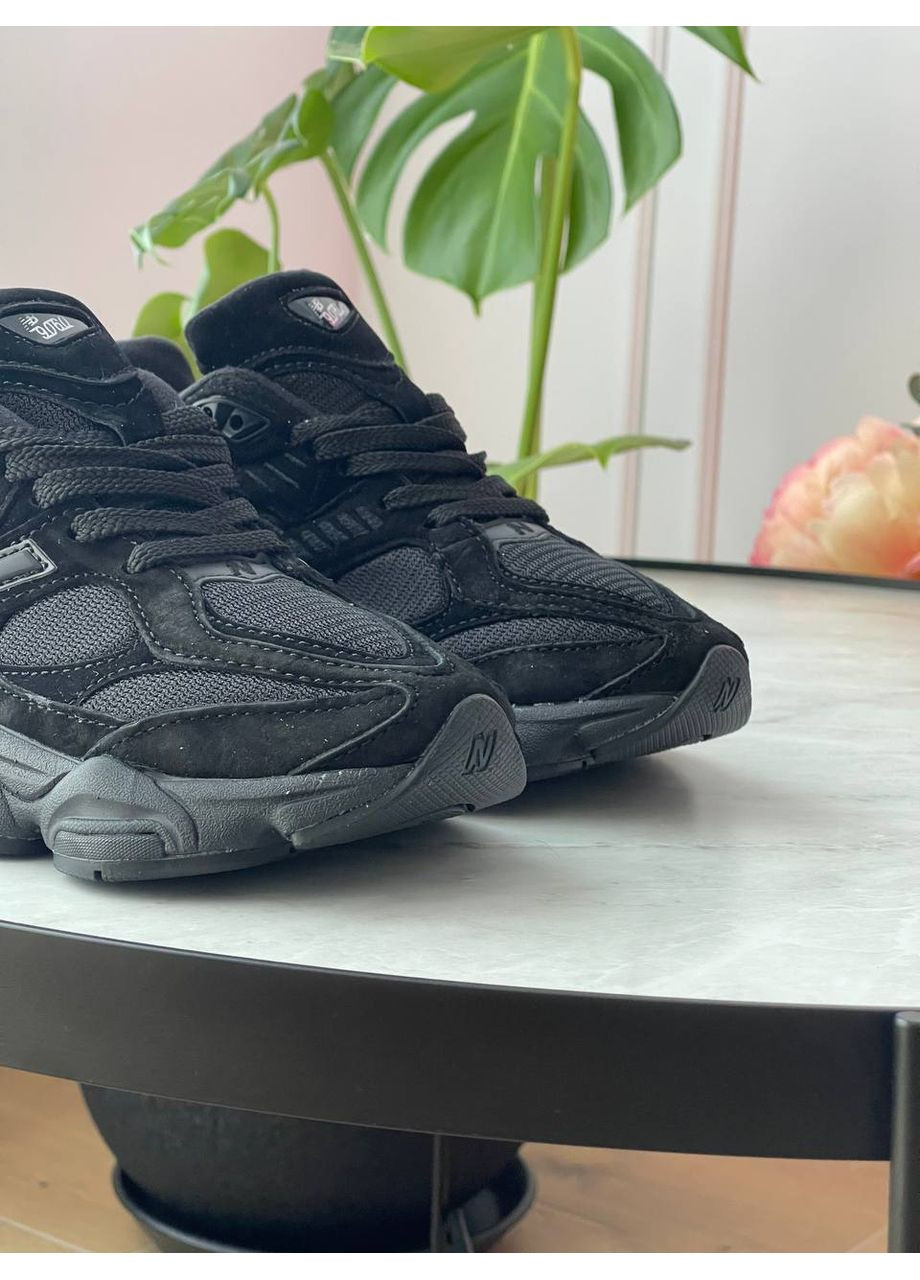 Черные демисезонные кроссовки мужские и женские new balance 9060 triple black | нью баланс 9060 черные No Brand