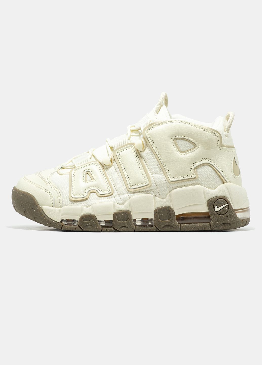Бежевые демисезонные кроссовки мужские и женские nike air more uptempo | найк аир мор аптемпо бежевые No Brand