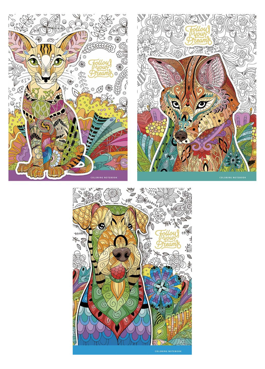 Набір 3 шт, блокнотів для записів Follour your dreams. Блокнот у клітинку А5 50 арк. 823 A5-GB-050-823K 4823088214611 Школярик (301411445)