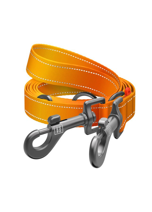 Повідець-перестібка WAUDOG Nylon Mono світловідбиваючий для собак середній 20мм довжина 300см помаранчевий для вигулу та ProDobro (373221183)