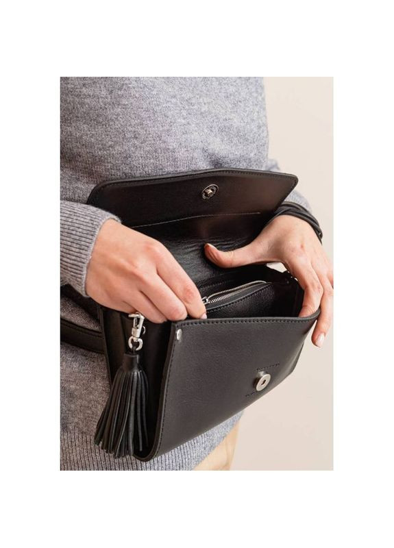 Поясная сумка женская кожаная через плечо с ремешком Элис Велюр Черный BlankNote (302008932)