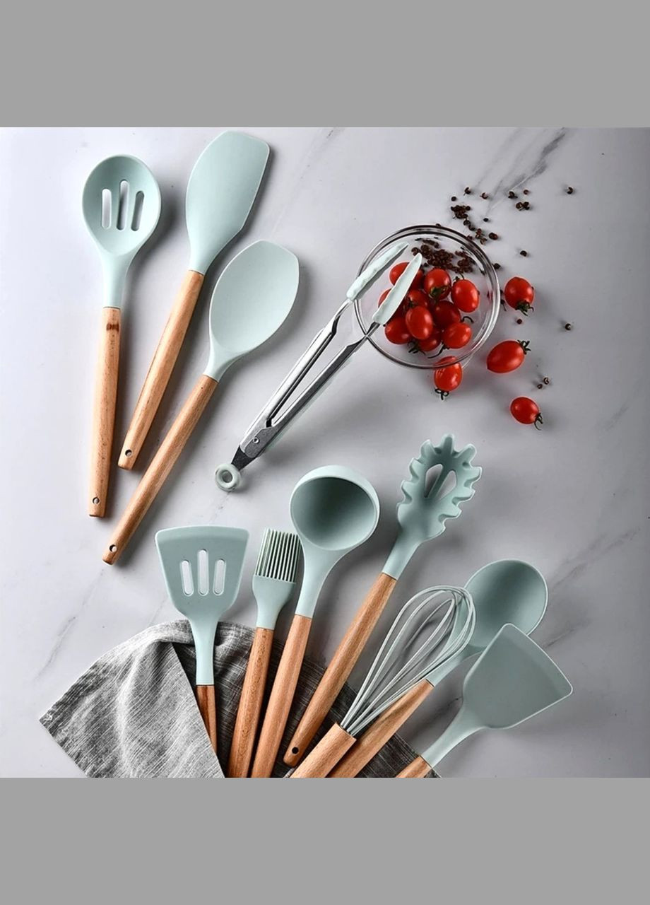 Набір кухонного приладдя 12 предметів м'ятного кольору Kitchen Set GK (371683378)