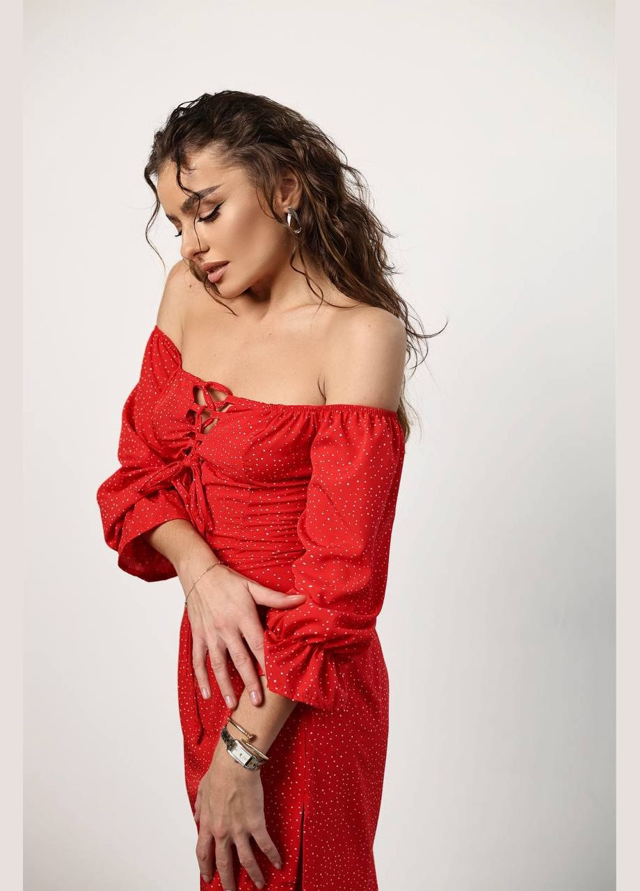 Червона жіноча сукня софт No Brand в горошок