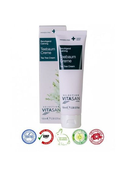 Натуральный швейцарский крем Чайное дерево/Tea Tree Original 100мл GMP Sertified Не тестировалось на животных Vivasan (273255325)