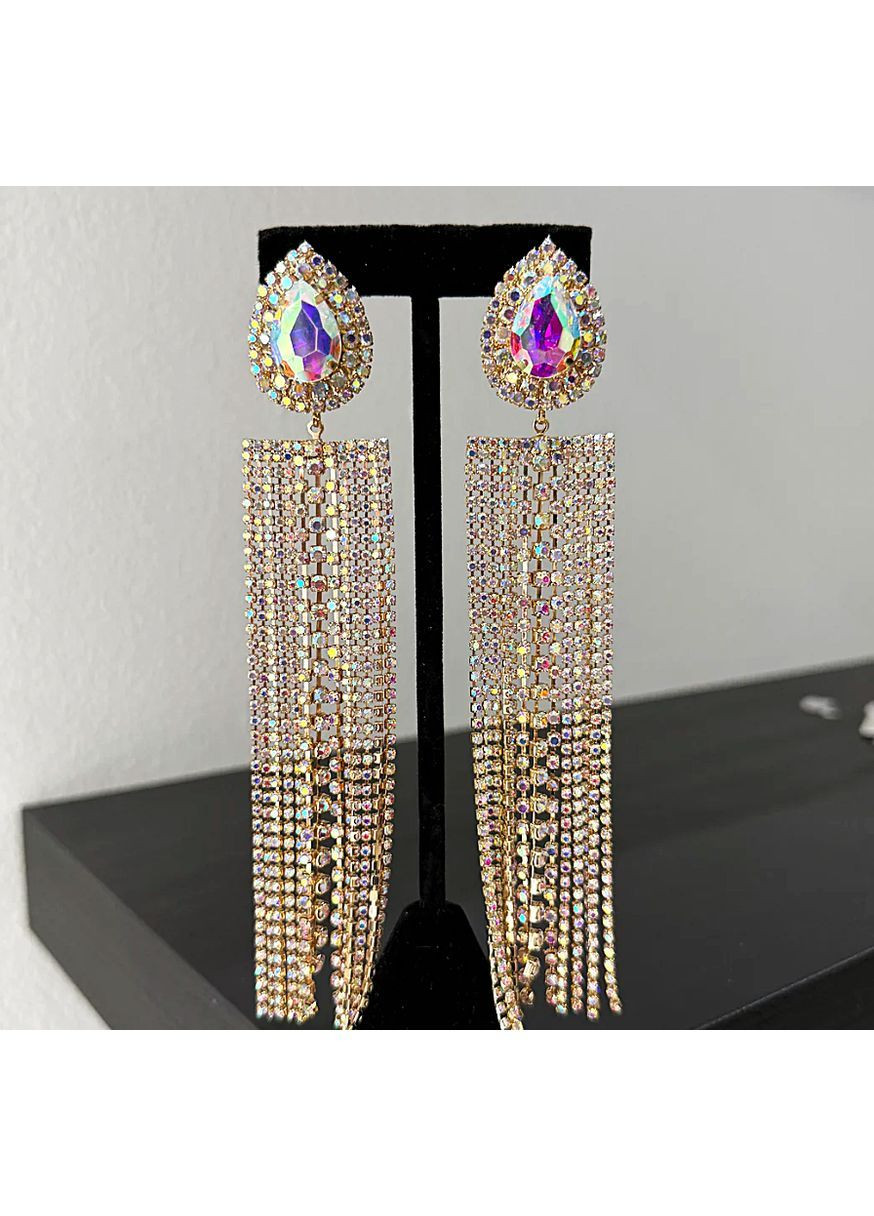 Сережки біжутерія довгі в стразах No Brand (366668034)