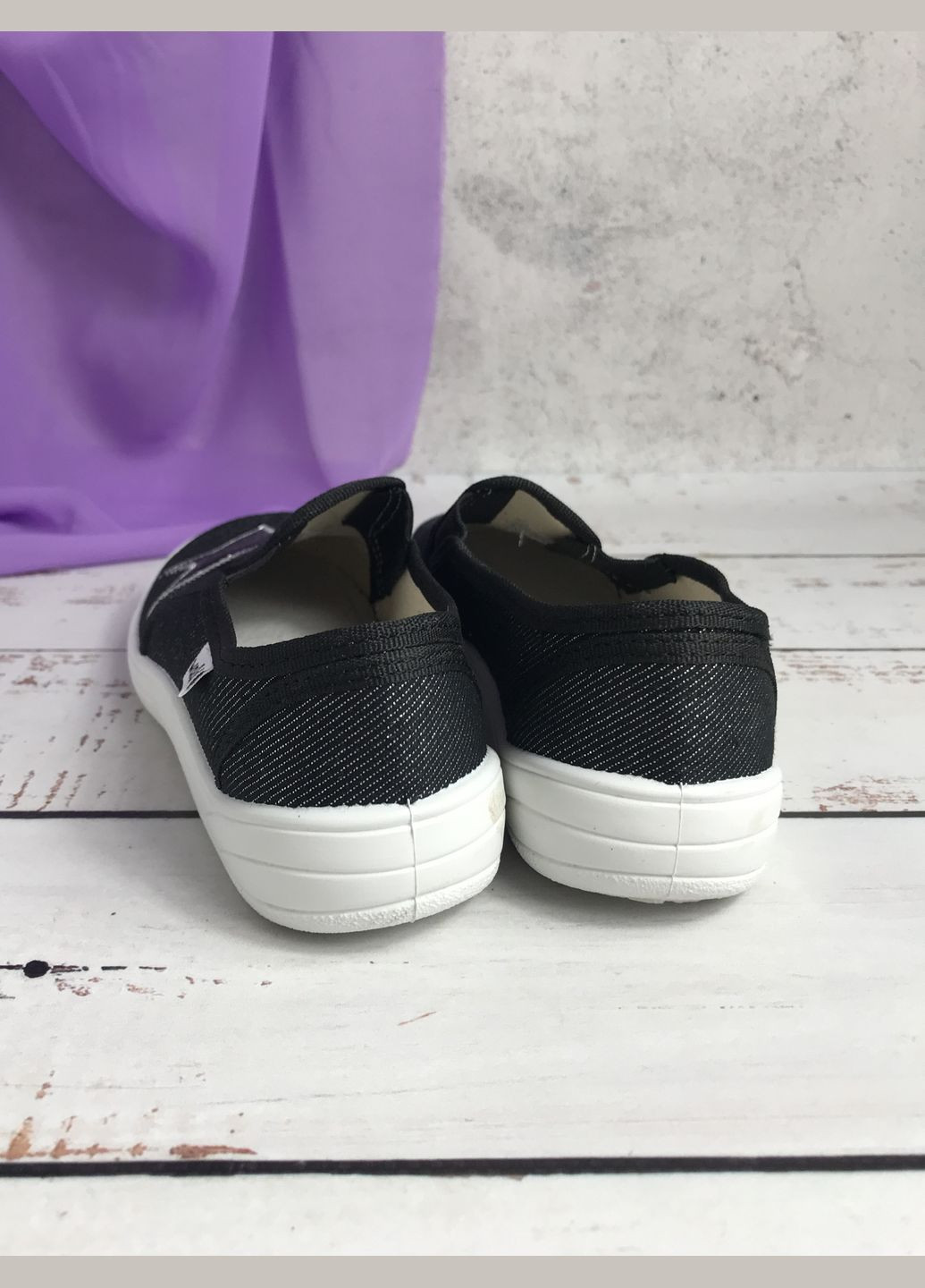 Черные слипоны детские для девочек черный (391) Waldi с вышивкой