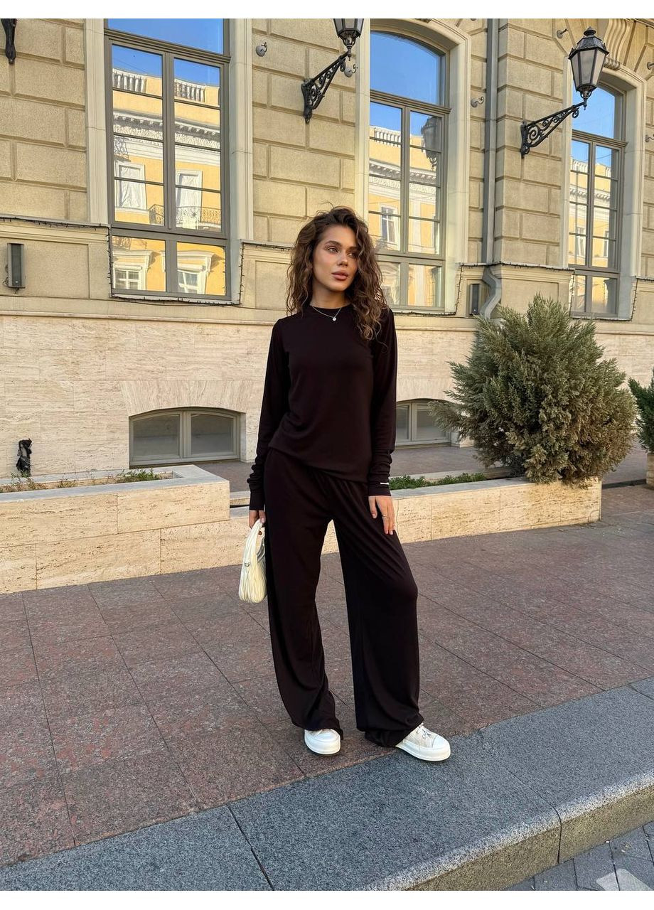 Костюм (лонгслів + штани палаццо) з джерсі — стильний, зручний та ідеальний на осінь (заміри в описі) Vione (370286529)