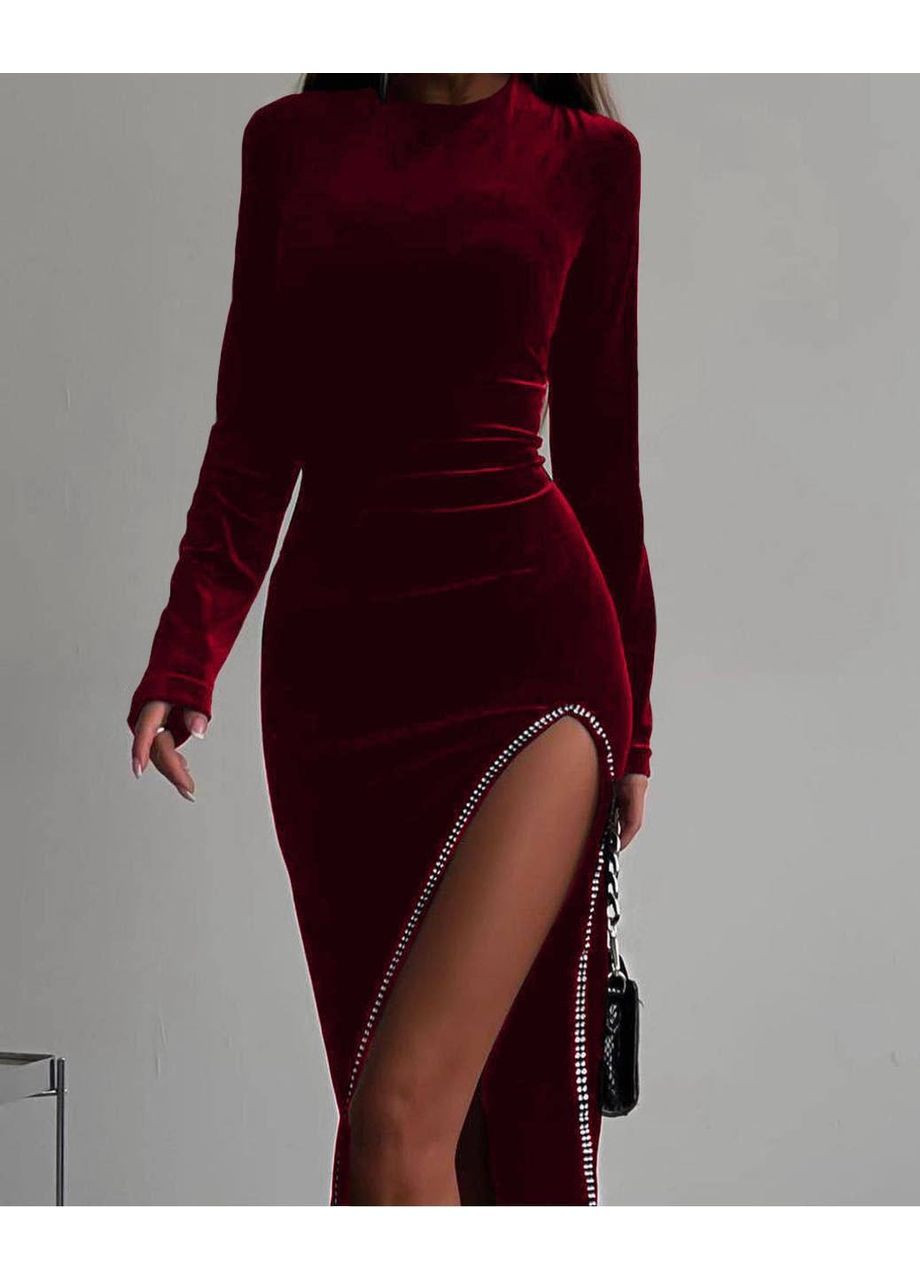 Бордова святковий, коктейльна, вечірня жіноча розкішна сукня силуетна Avanti однотонна