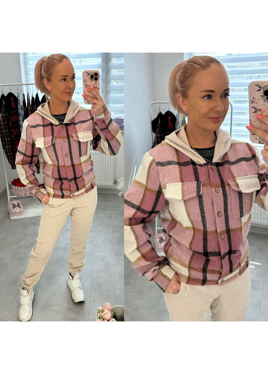 Костюм жіночий мікровельвет та сорочковий теплий кашемір,штани та сорочка з капюшоном у клітинку Україна (361373500)