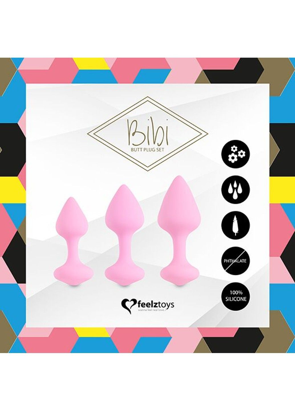 Набор силиконовых анальных пробок - Bibi Butt Plug Set 3 pcs Pink FeelzToys (293246139)