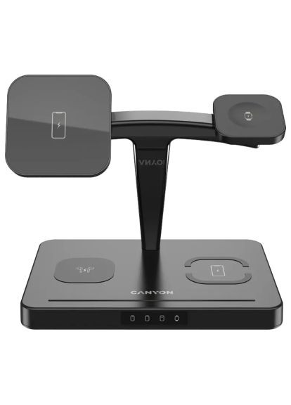 Зарядний пристрій (CNS-WCS404) Canyon wireless charger WS-404 15W 4in1 Black (369879103)
