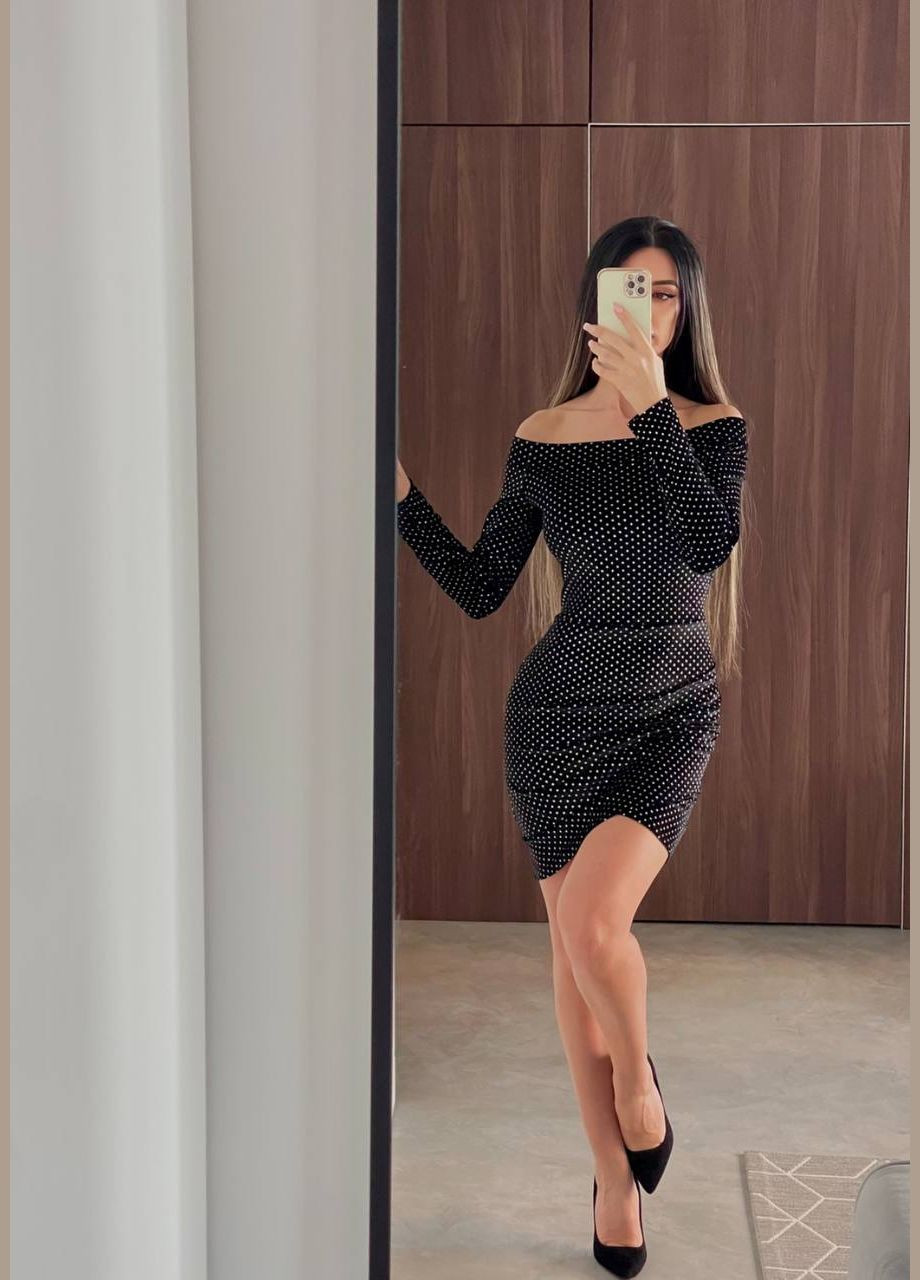 Чорна святковий, коктейльна, ділова, відвертий, повсякденний, кежуал, джинсова, вечірня сукня жіноча No Brand в горошок