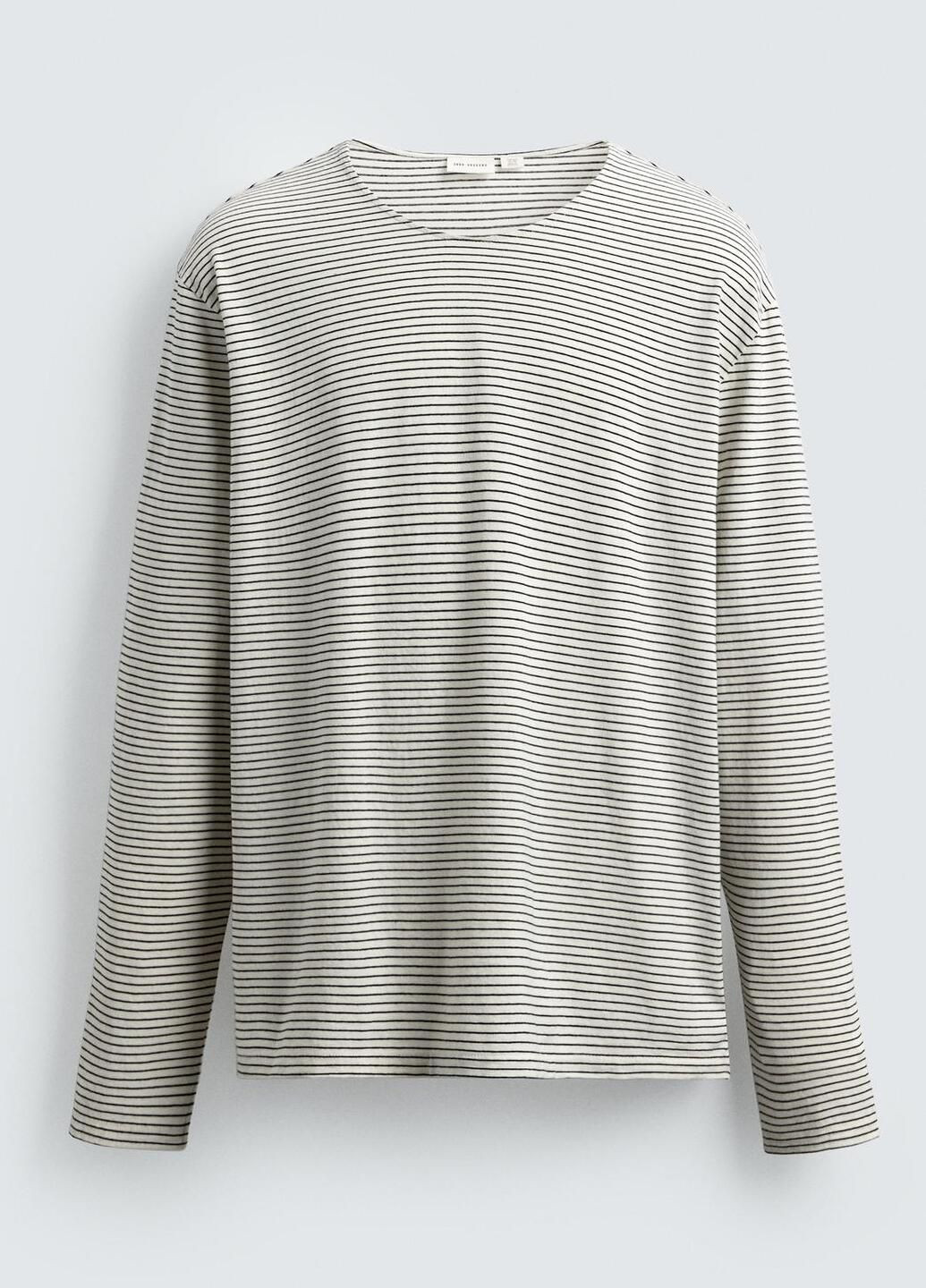 Лонгслів Zara смужка молочний